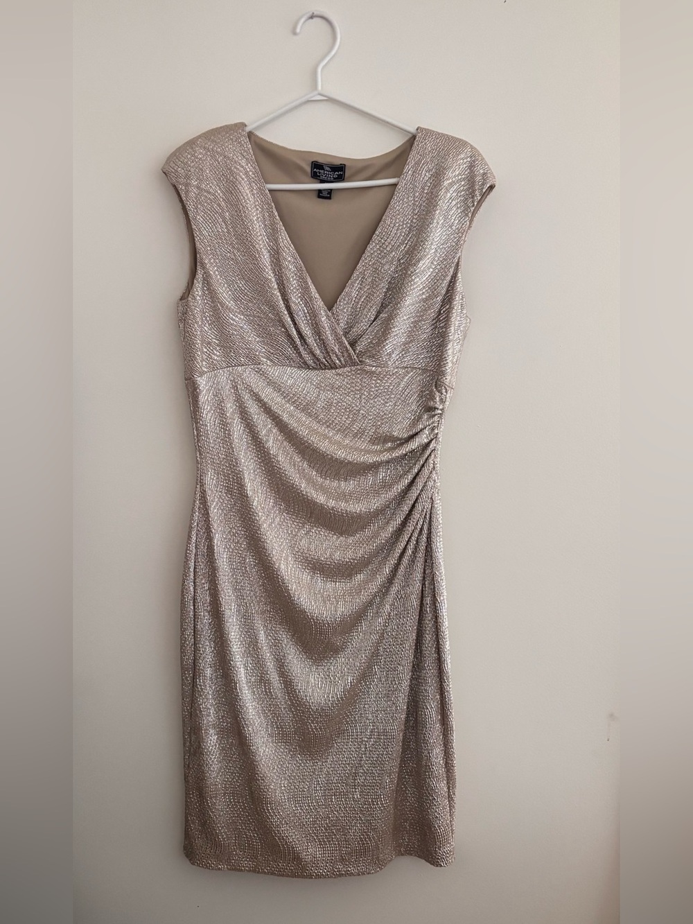 American Living champagne metallic cocktail dress, size 12